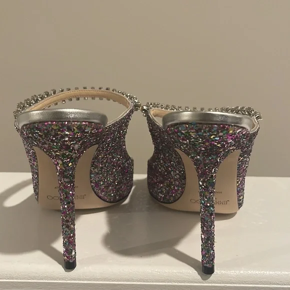 Jimmy Choo Bing 100 Sparkly Mules Size 41 - Picture 5 of 17